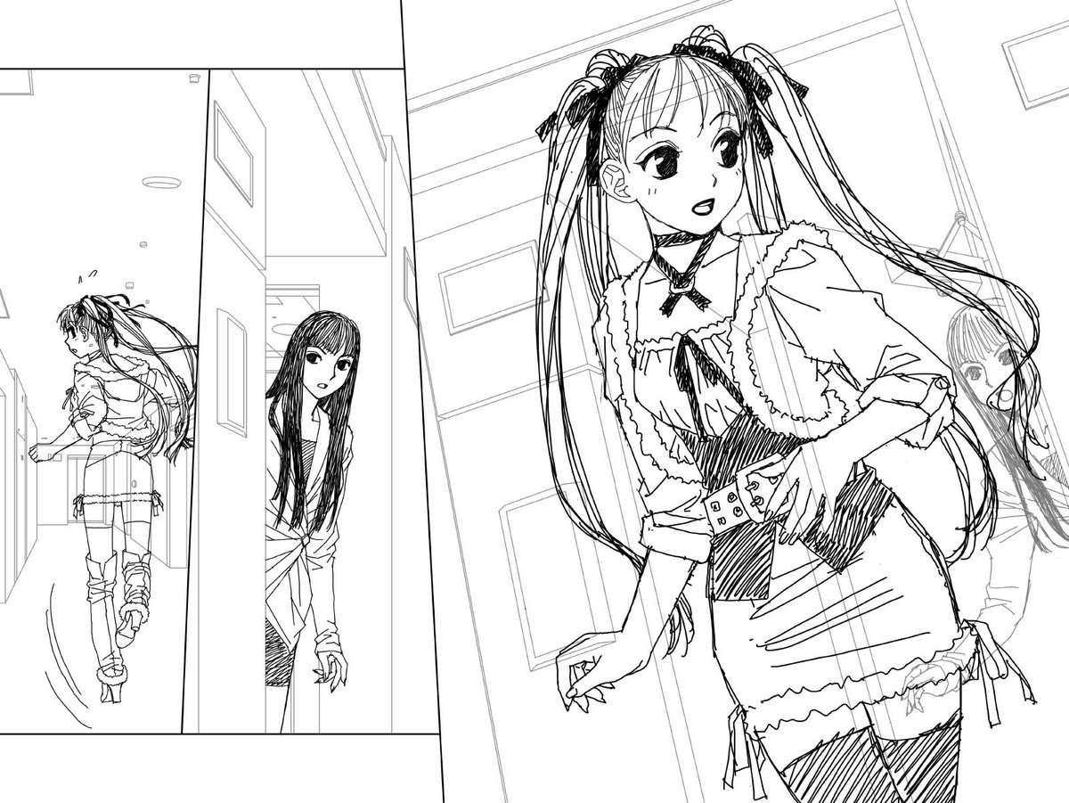 「My doll house」の下描き
台詞フキダシ擬音無し絵その、2

見開きのタイトルページです 