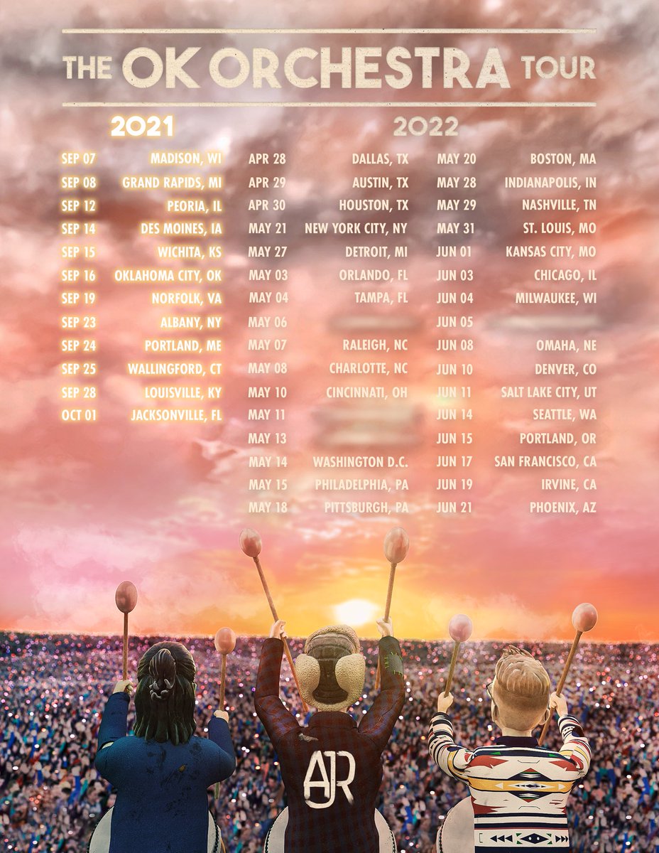 OK ORCHESTRA TOUR new dates added for this year holy shit let’s go. Can’t believe we’re saying this but we are touring IN 2 MONTHS. Tix on sale Friday