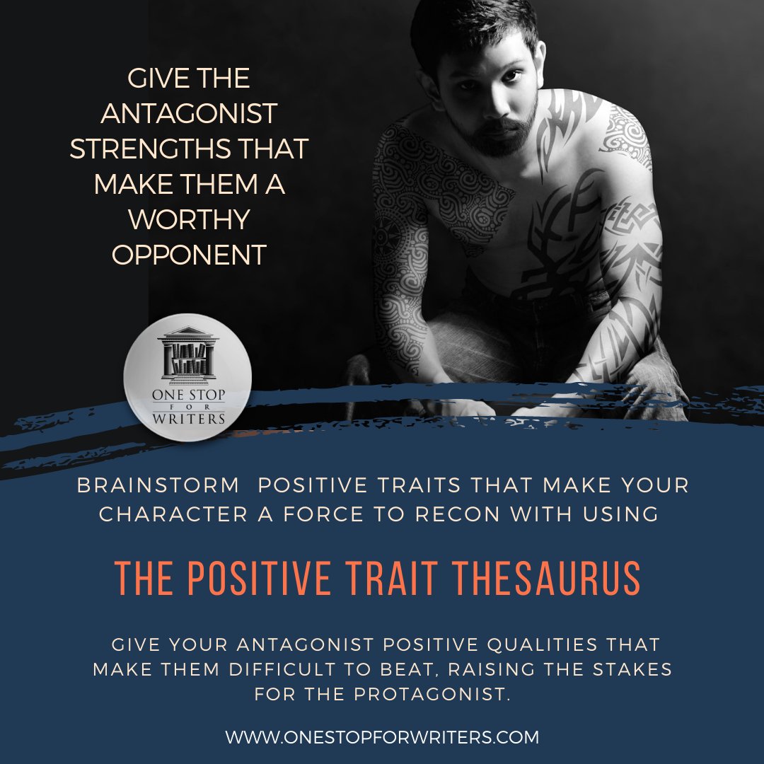 AngelaAckerman's tweet photo. Want readers to root for your hero? Put them up against an opponent with strengths that make them hard to defeat! 

For a ton of ideas that might fit who the antagonist is at their core, try this descriptive database: https://t.co/zYLrdvqYNa #writing #writetip https://t.co/0fPoQP3r3D