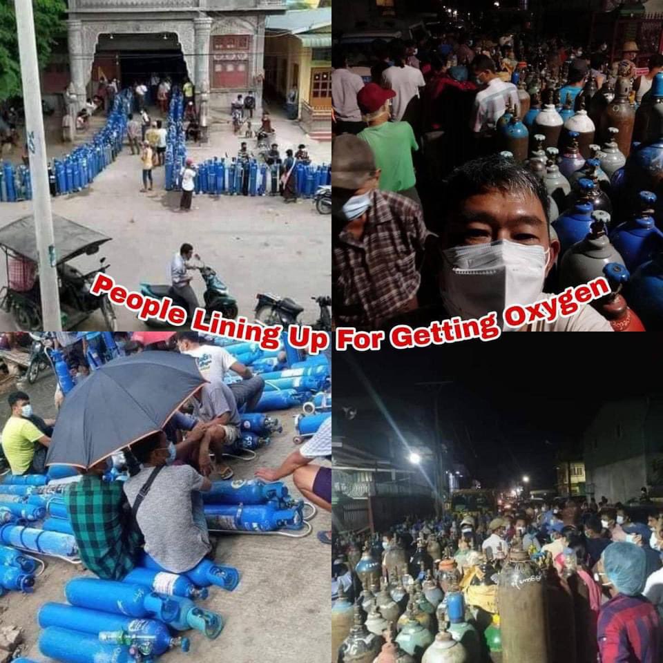 Khing_H_Aye's tweet photo. Biggest #CrimesAgainstHumanity of the JuntaTerrorists,Emergency treatments are not accessible due to JuntaTerrorists.O2factories are being raided &amp;making it hard for patients to getO2in time.
WE NEED HELP FOR COVID-19
#MyanmarNeedsO2
#WhatsHappeningInMyanmar @UN_HRC @RapporteurUn https://t.co/oSeZSxwYLs
