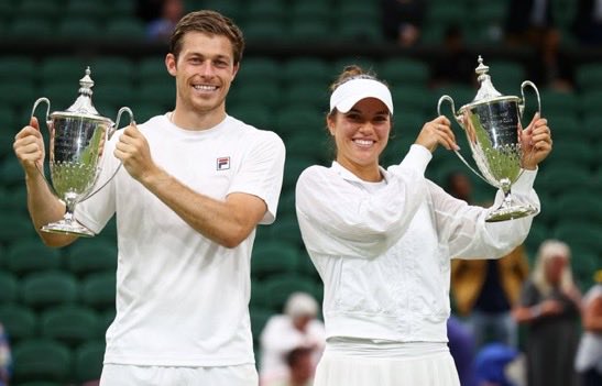 WOW! ASU has a Wimbledon Champion!!!! Congratulations to Desirae Krawczyk and her partner Neal Skupski on winning the Mixed Doubles Championship today at the All England Club. Des and Neal beat Salisbury/Dart 6-2, 7-6 to claim the title. A tennis players dream to win Wimbledon🏆