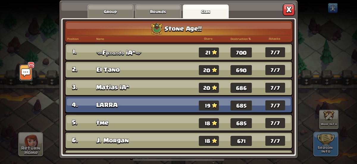 Arruinando la perfect cwl por un 99% y un fail, pero logramos el objetivo🙌🏼. <a href="/StoneAgeCoc/">Stone Age!!</a>