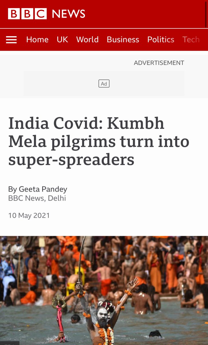 And @BBCWorld called #KumbhMela a super spreader. 

Europe.                             India