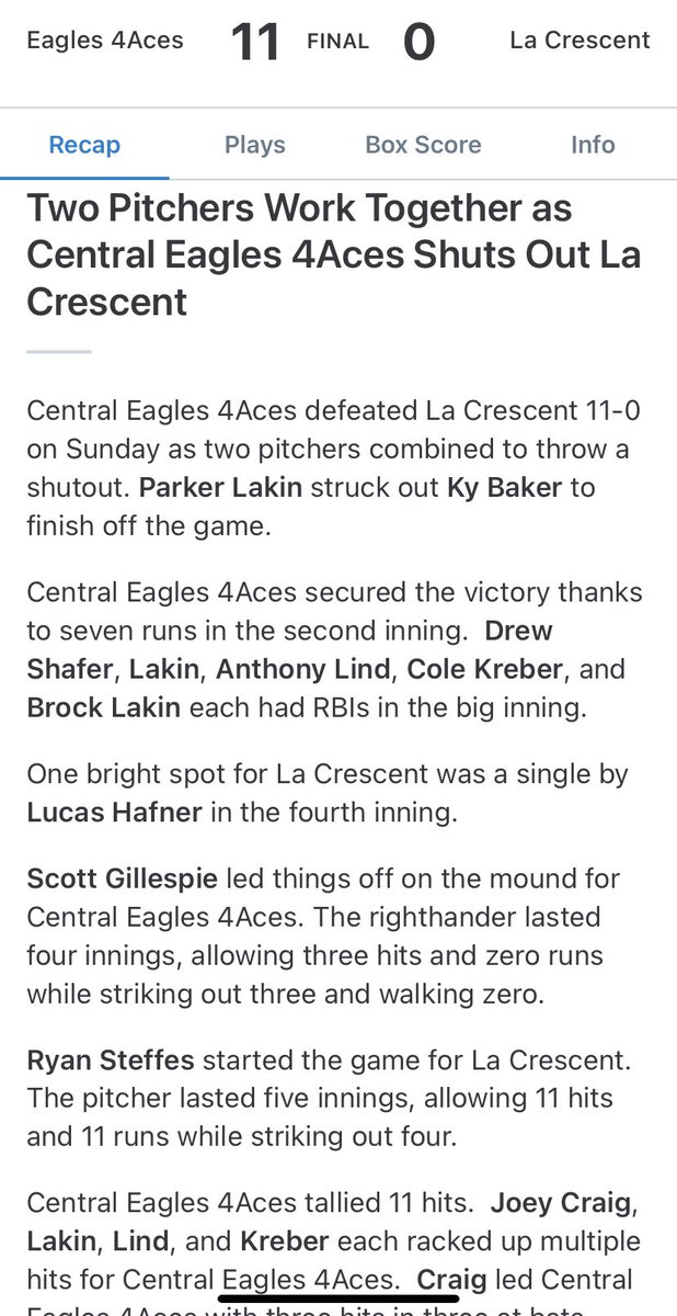 OPSCHSBSB's tweet photo. #CentralBaseball2021: Central Shuts Out La Crescent to go 3-2 in the #GopherClassic2021. #BigPurpleMachine #TillTheLastOut https://t.co/4xgWdA5Luu