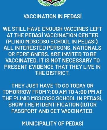 En Pedasí vacunaron durante dos días a tirios y troyanos. Aunque no estaba programado así, me parece que esa debe ser la pauta ahora que llegan millones de dosis. Vacunar en instalaciones públicas y privadas, con cita o sin cita.