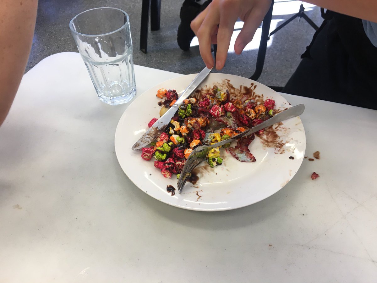 #NZraAnnual2 Kids creations <a href="/kerriatlearning/">Kerri Thompson</a> Cosmic Pancakes - crazy toppings including anchovies.