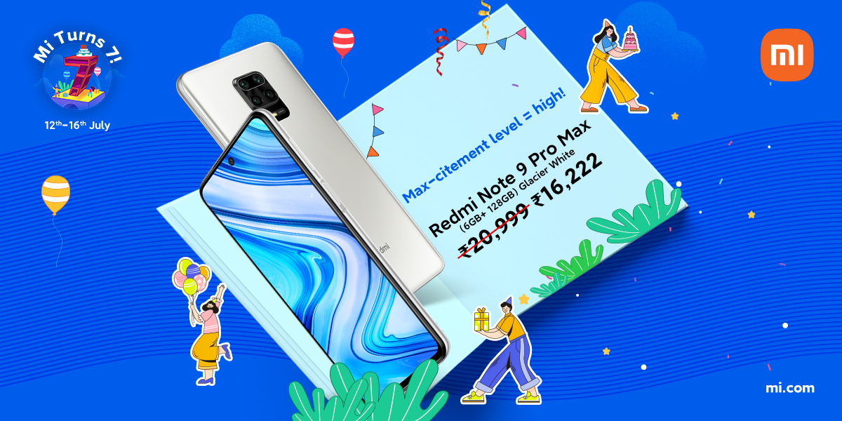 RedmiIndia's tweet image. Your Monday Morning just got hotter🔥 with #MiTurns7 Anniversary Sale👀

🔥 Grab our #HotDeal #RedmiNote9ProMax with👉🏻
📸64MP Quad Camera
🌠Qualcomm® Snapdragon™ 720G

At just Rs.16,222 only for 1 hour!

Starts 10 AM onwards on mi.com
bit.ly/MiTurns7Sale