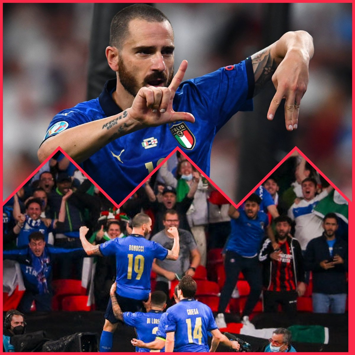 TheNoisyBoy_Sam's tweet photo. That celebration by Bonucci on scoring the equaliser ⚽🥅🥳🤟

#Euro2020Final #EnglandvsItaly #EuroFinal #EurosInHindi #EURO2020 #Euro2021 #ENGITA #ITAENG #ItalyvsEngland #Euro2020Final #eng #ThreeLions https://t.co/w1MAw28iml