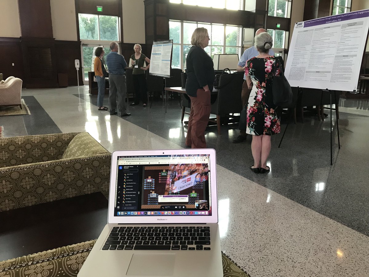 jessielmoore's tweet photo. What does a hybrid poster session look like? One model = partly in person &amp; partly in Gather. #CEL2021 https://t.co/LTP654cYth