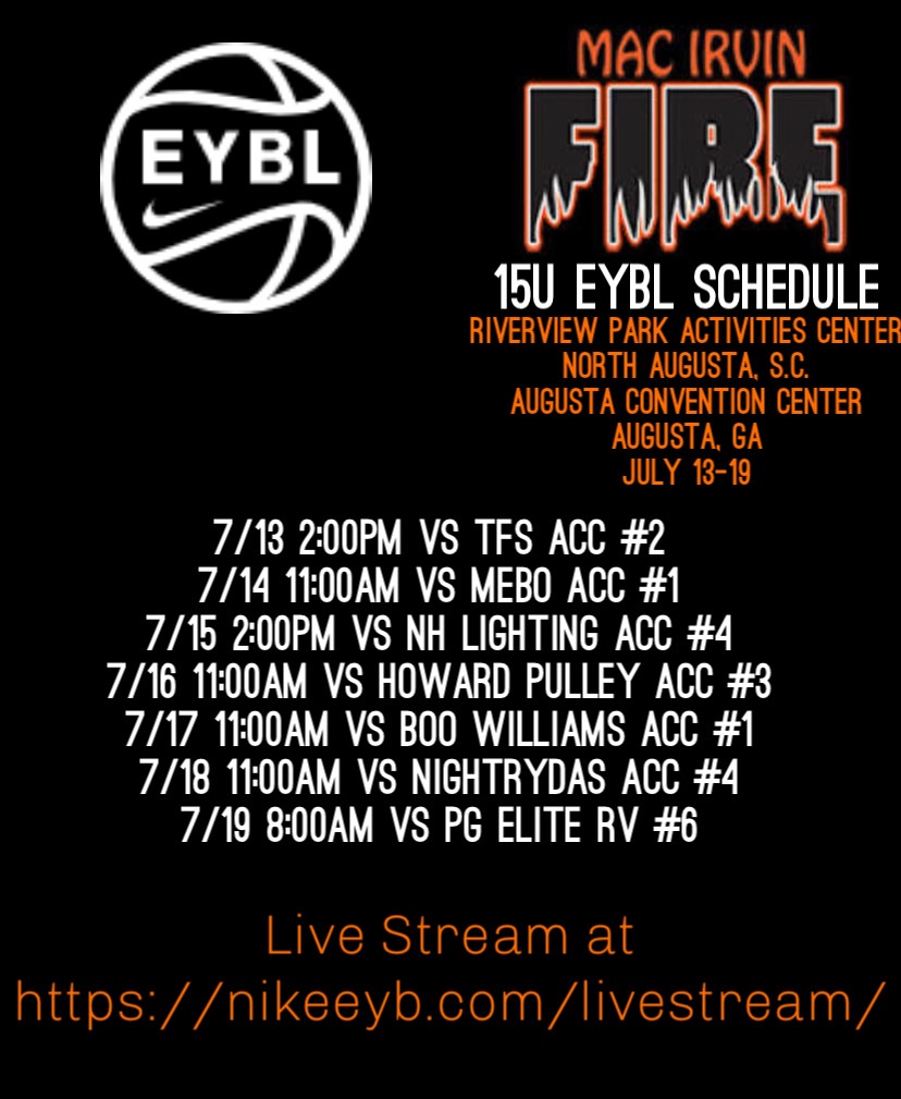 #NikeEybl #MacIrvinFire Schedule!! Eybl league is not for everybody!!! It’s just different!!!