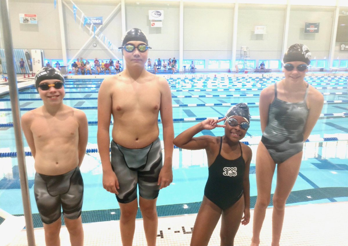 You're looking at our 4 finalists for our 12 &amp; Under portion of the OCCS Fireworks Invite! Ava (wishing each of you peace &amp; happiness) joins Beckett, Matthew &amp; Zoe setting 5 new 12&amp; Under team records. 🕊️🎉🦊