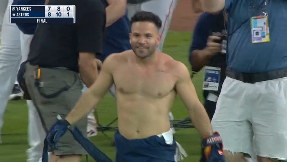 Altuve refusing to have his jersey ripped off after a walk off to clinch a World Series berth but basically stripping on the field after a regular season homer makes me really confident he was wearing a buzzer in 2019