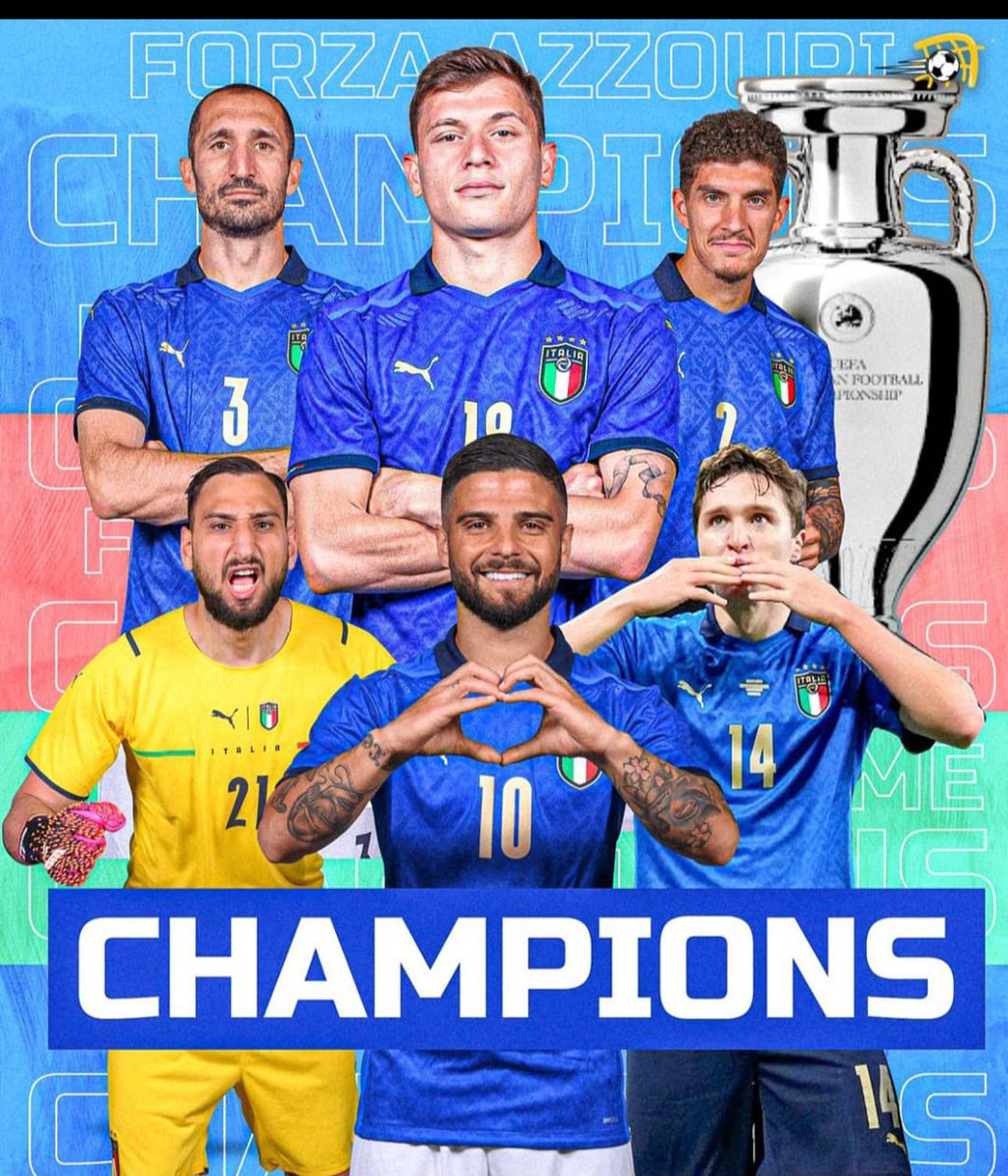 #ايطاليا_انجلترا                                       منذ فشل التأهل لمونديل 2018...
 
-  34 مباراة دون هزيمة 
- لم يسجل عليه 2+ اهداف
- حقق الانتصارات في جميع مباريات اليورو 
 
هزم بلجيكا و اسبانيا و انكلترا و حقق اللقب الغائب منذ 1968 🇮🇹🏆