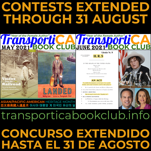 TransCABookClub's tweet photo. Although @TransportiCA's #BookClub is on break for July+August, May+June's Contests are extended through August: https://t.co/5PIUinFpMa #EqualityAct #S393 #HR5 #ChineseRailroadWorkers #LANDED #apahm #SummerofEquality #VeranodeIgualdad #PrideMonth2021 @ACLU https://t.co/GRSiuRxDuC