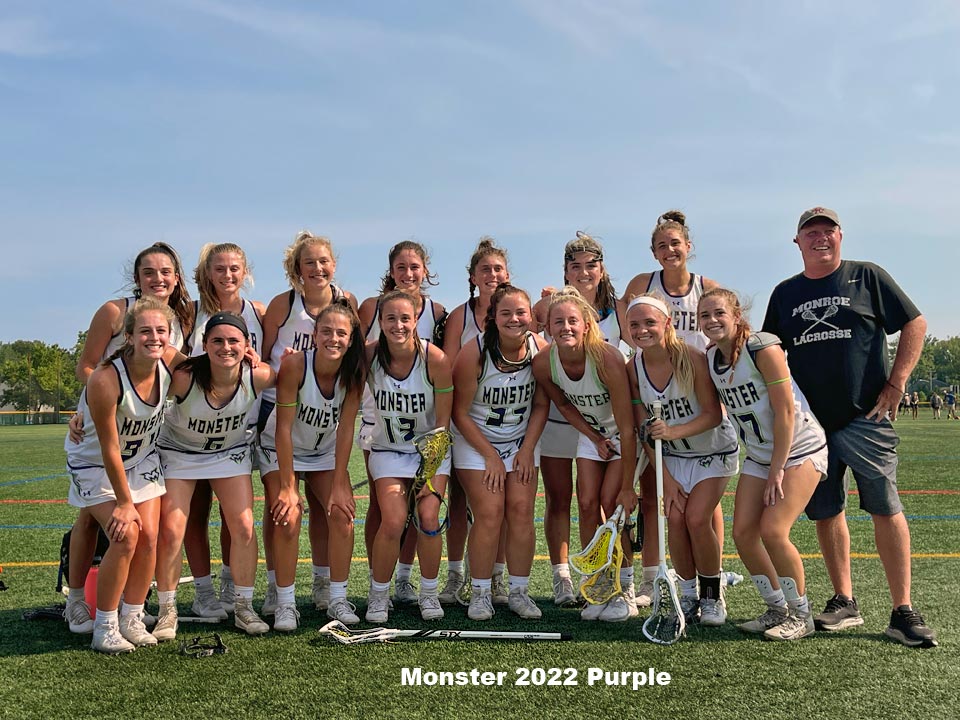 Dominant performance by the Monster 2022 Purple team this weekend at the G8 Invitational in NJ. They finished 5-0 and allowed only 16 goals total in their 5 games while scoring 53 goals. Congratulation girls on this outstanding tournament!