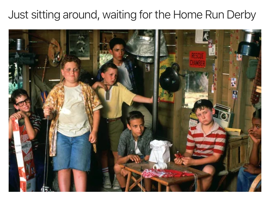 Need something to kill some time while you wait for the #HomeRunDerby dingers? How about a new line of shirts and hats from #TheSandlot x RSVLTS?

Tomorrow, 4 PM ET. ⚾