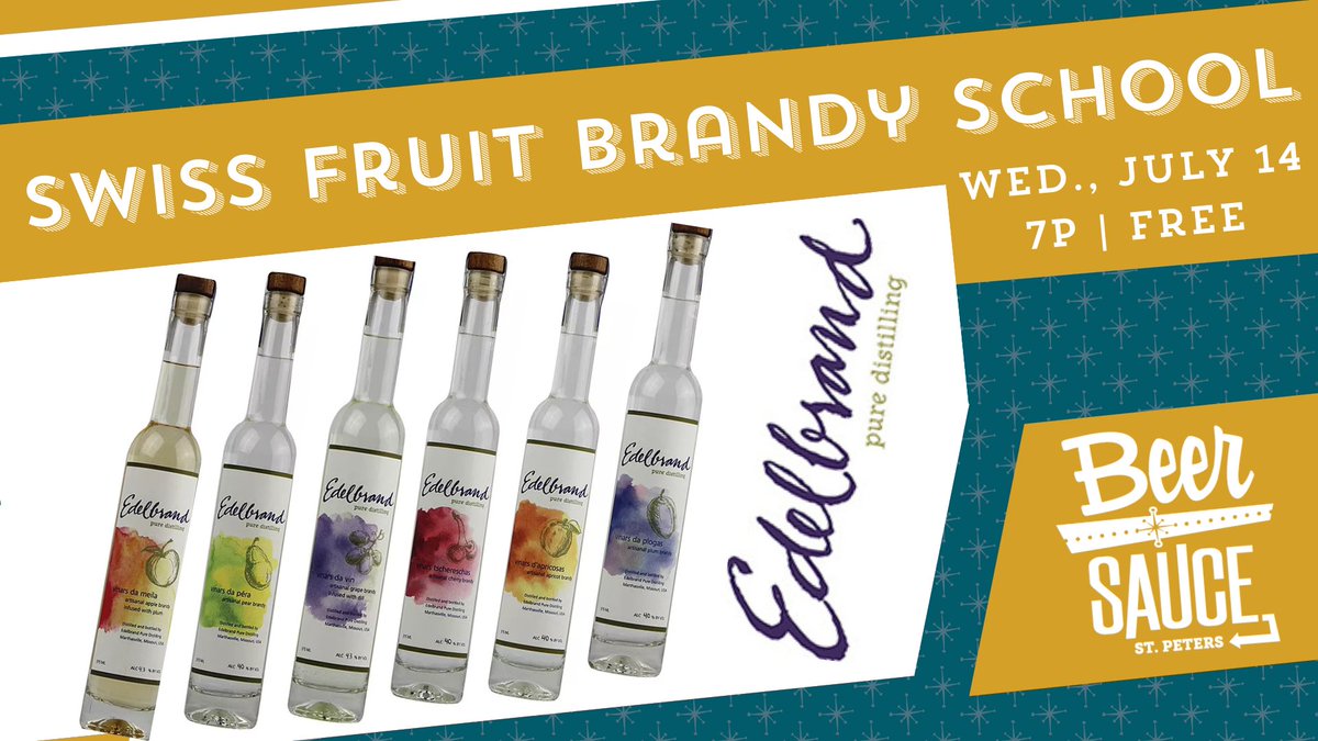 BRANDY SCHOOL &amp; TASTING 
Wed. July 14 7-8:30 p.m. 
FREE TO ATTEND

Come meet the Edelbrand team and sample some exceptional brandy. Edelbrand vinars is a dry, unaged European-style fruit brandy handcrafted for sipping and sharing, connecting and lingering with family and friends.