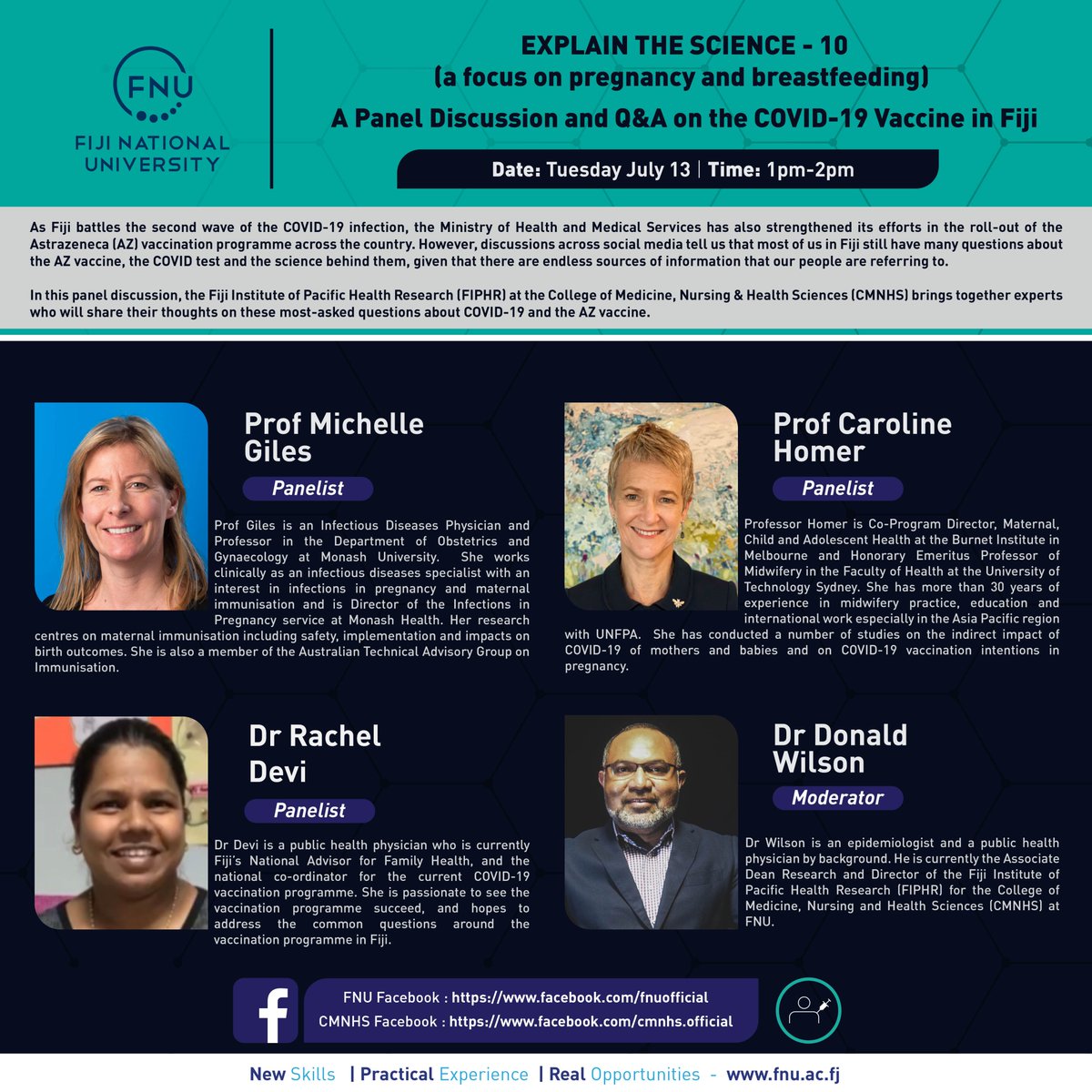 EXPLAIN THE SCIENCE 10 
This is the 10th in our series of “EXPLAIN THE SCIENCE” panel discussions.
This panel is intended to address the many concerns that are being raised about pregnancy and breastfeeding, in relation to COVID-19 and vaccination.