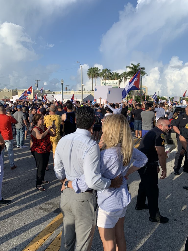 The Cuban regime’s military police are shooting at unarmed Cuban protestors fighting for freedom. 60 years of communism, cruelty, &amp; oppression cannot last any longer! We are imploring the USA to take action as we peacefully demonstrate on the streets of Miami #PATRIAYVIDA 🇨🇺