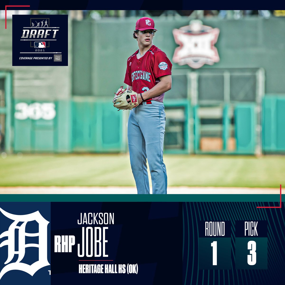 With the No. 3 overall pick in the 2021 #MLBDraft, the <a href="/tigers/">Detroit Tigers</a> select RHP Jackson Jobe from Heritage Hall HS!