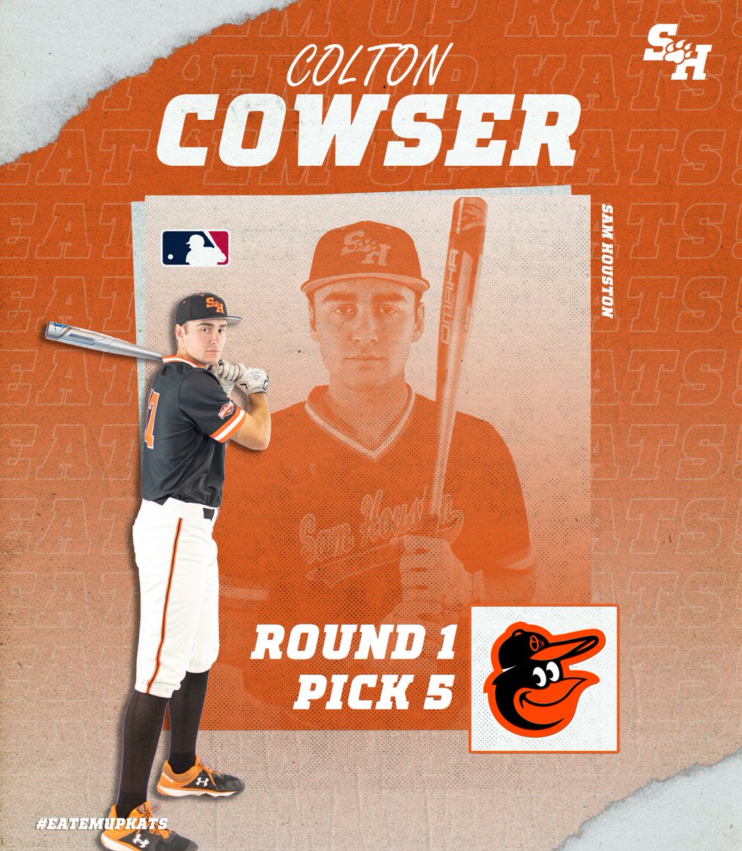 There it is!! No. 5 in the #MLBDraft to the #Orioles 

We already know he looks good in orange black 😎 #EatEmUpKats