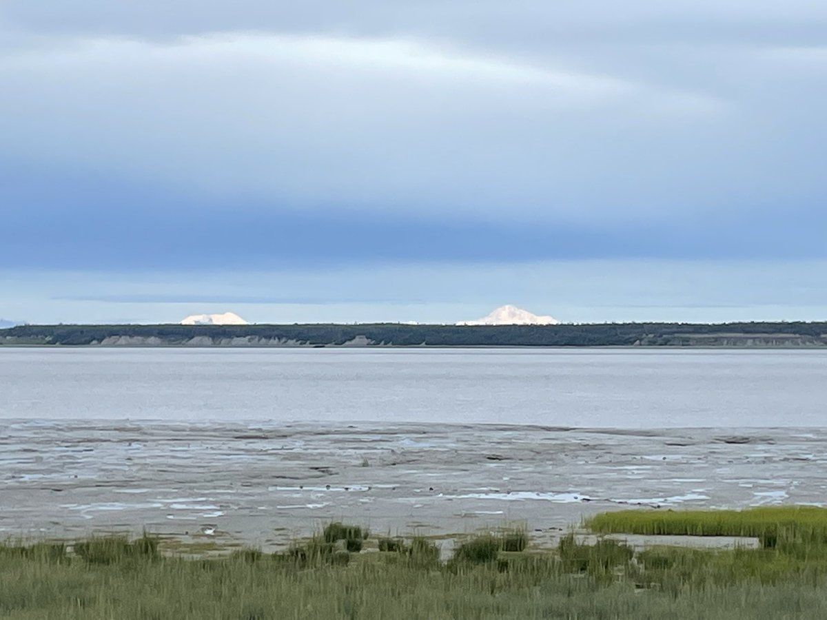 kdes210's tweet photo. Rented bikes this morning &amp; caught a view of Denali! It looked like a lightbulb was illuminating it from the inside! https://t.co/qQmsIQxqwh