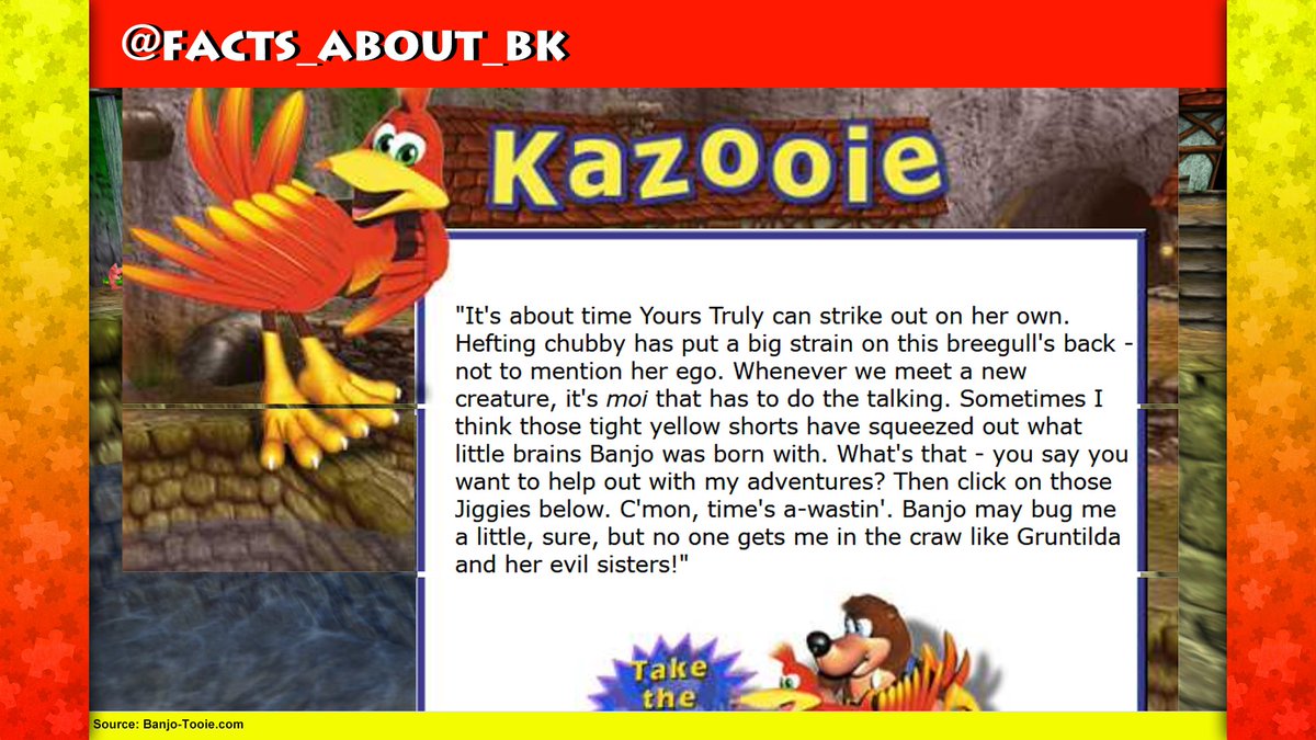 Facts about BanjoKazooie. on Twitter "When Kazooie is alone she'll