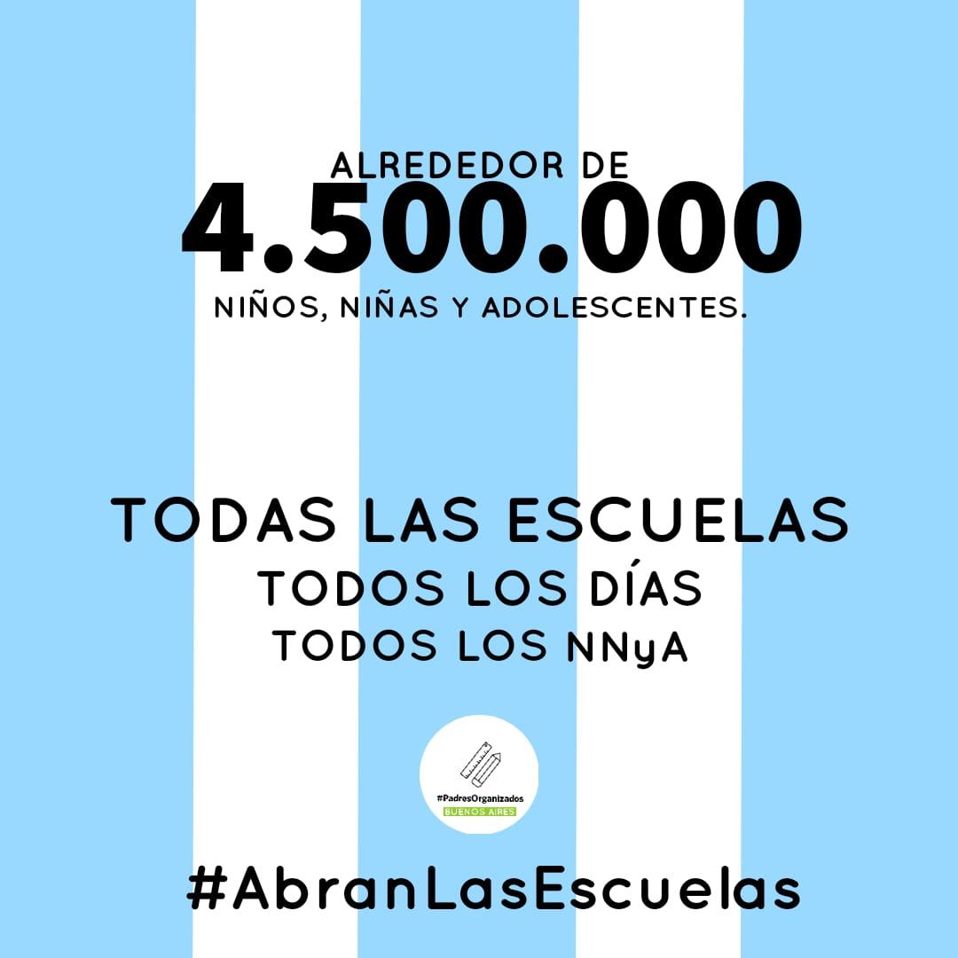 MarPadres's tweet photo. Este lunes muchos NNyA con barbijo, a 1,5mts de distancia de sus amigos y a 2mts de sus docentes podrán comentar en sus aulas la alegría de ser campeones de América ⚽️🇦🇷

En PBA cientos de miles de alumnos seguirán sin tener esa posibilidad.

#AbranLasEscuelas https://t.co/xSiMN2MmtE
