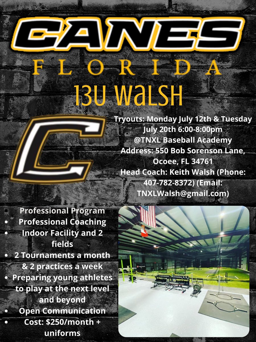 KWalsh36's tweet photo. Tryout is tomorrow night! You won’t find a better place to get you ready for the next level. Terrific facilities and professional coaching. https://t.co/JbVPOD1kyi