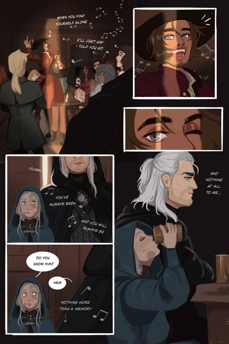 Page 1 Of 2 of just jaskier being a petty bitch to geralt 🥰

Poor ciri stuck witnessing the whole mess

Also the song is black sheep by poor mans poison 