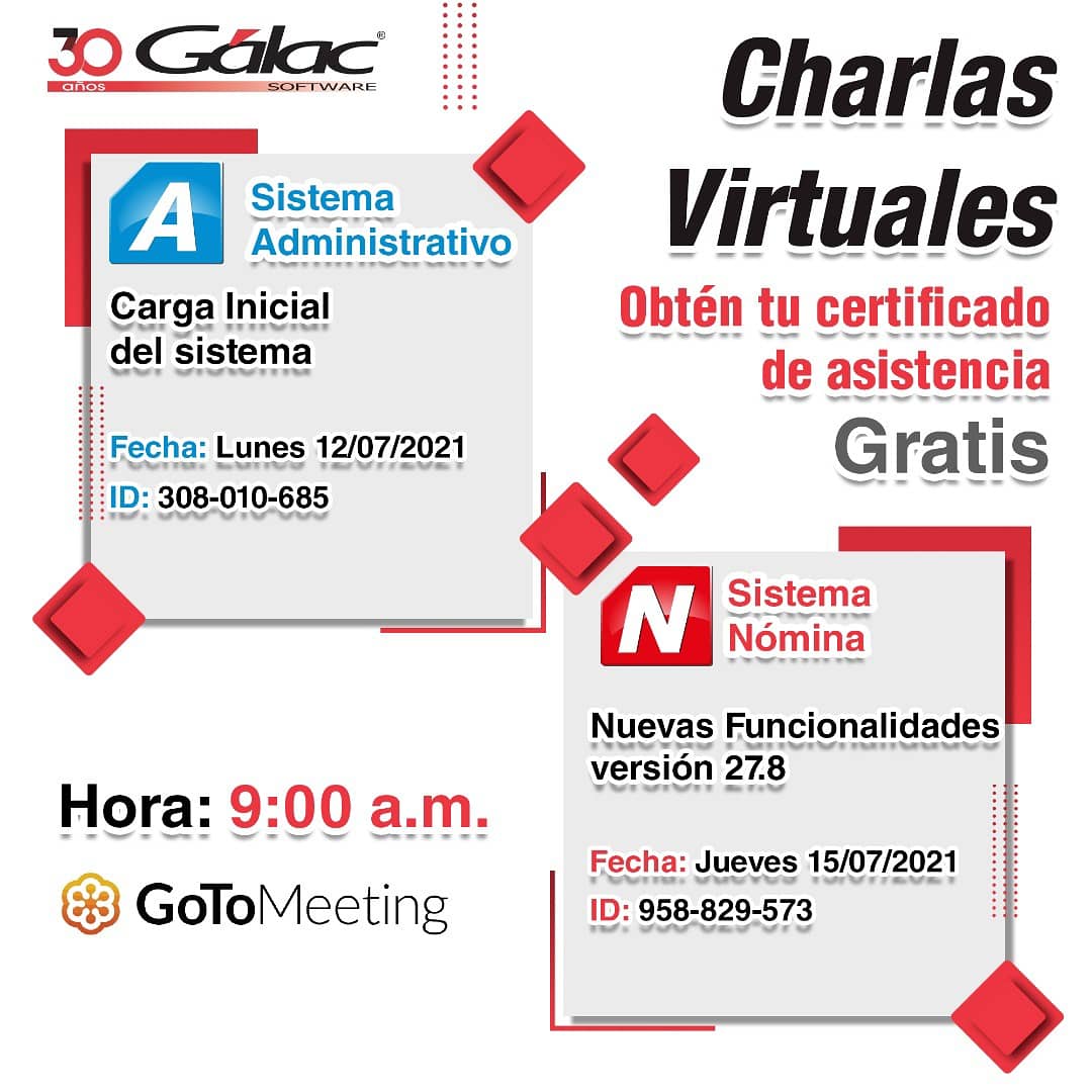 icyasgalac's tweet photo. Charlas Gálac con Certificado de Asistencia!:
Administrativo: Carga Inicial 12/07 9:00 am https://t.co/9Mdw5KiFIU
Nómina: Nuevas Funcionalidades 27.8* 15/07 9:00 am https://t.co/xnITzzQUhs
#softwarecontable
#softwareadministrativo
#softwarenomina
#cuentacongálac
#ccpdistrito https://t.co/UyNBnMiQJT