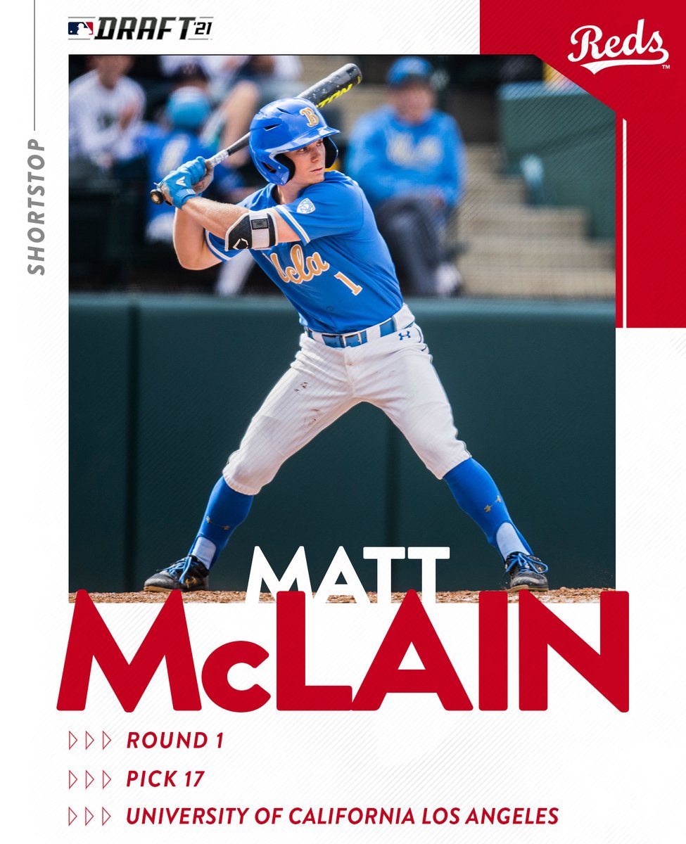 The Reds have selected SS Matt McLain from UCLA with the 17th pick in the 2021 #MLBDraft!