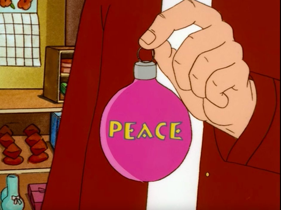 KOTHQOTD's tweet photo. "Now how about I buy you an ornament."
"Peace!? You would like that, you draft dodger. Sure you can't find one with a flag burning on it?"
"It's Jesus-peace, not hippy-peace." https://t.co/XShT1n7SNP