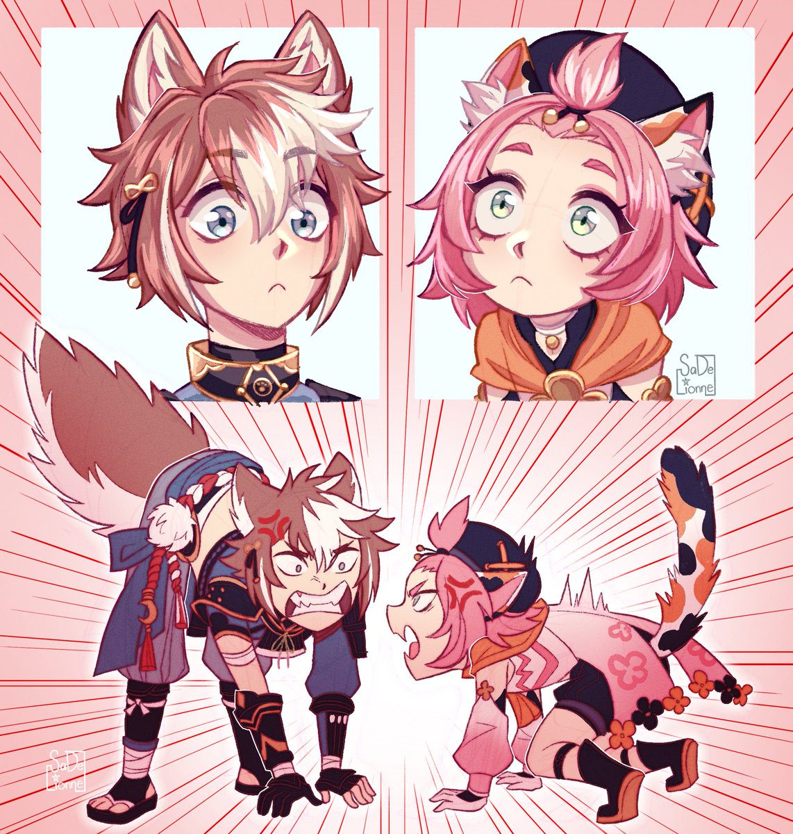 I hope they meet 🐱🐶 #原神 #GenshinImpact #gorou #diona