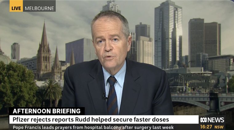 “Let me say for the record as a politician, the vaccine rollout in Australia is a shit show. It is just a mess.” - @billshortenmp on #Afternoonbriefing #auspol
