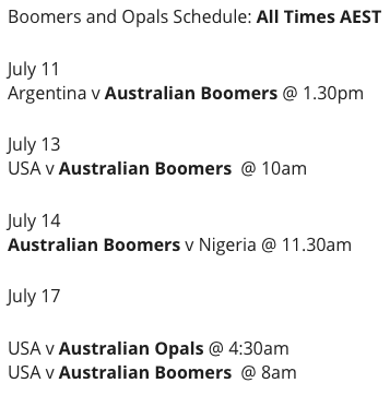 TheMoveSport's tweet photo. Opals fans in case you haven't seen the schedule - we play the USA at 4:30am on Saturday morning.
You can watch on @ESPNAusNZ with the forecast being a comfortable 🥶11 degrees so a nice hot cup of coffee and a timer on the heater might help.
#AussieOpals https://t.co/zUIwAhyefk