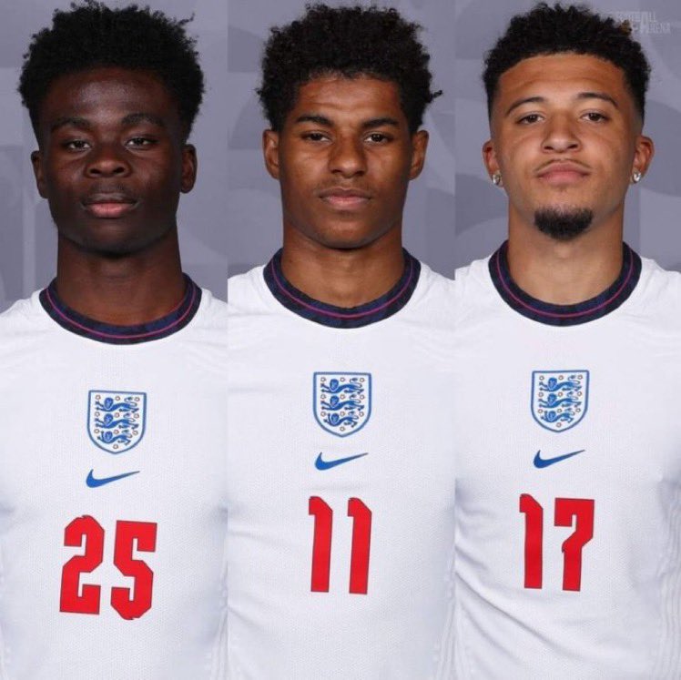 Regardless of who you support, please let’s get behind these three 🦁🦁🦁 and let’s all show them some love ❤️ The abuse they have been getting is beyond disgraceful! I stand with #Saka I stand with #Rashford I stand with #Sancho #SayNoToRacism #Euro2020Final