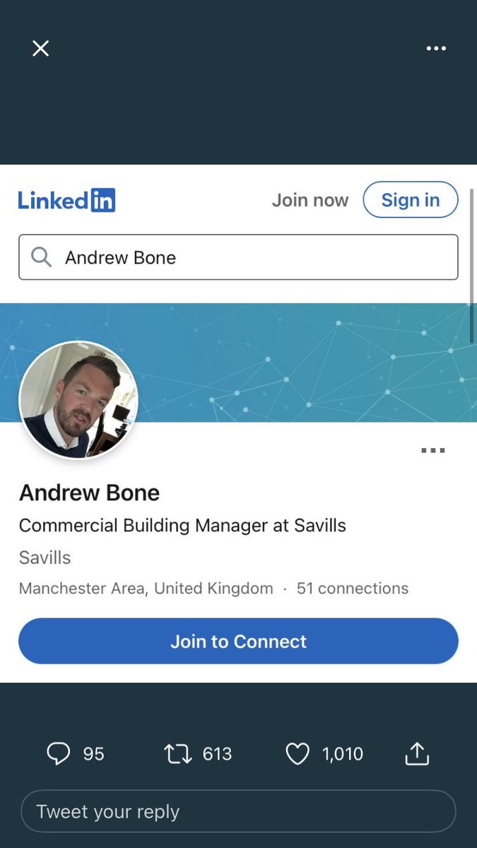 Mickey's tweet - "Morning @Savills just a friendly ...