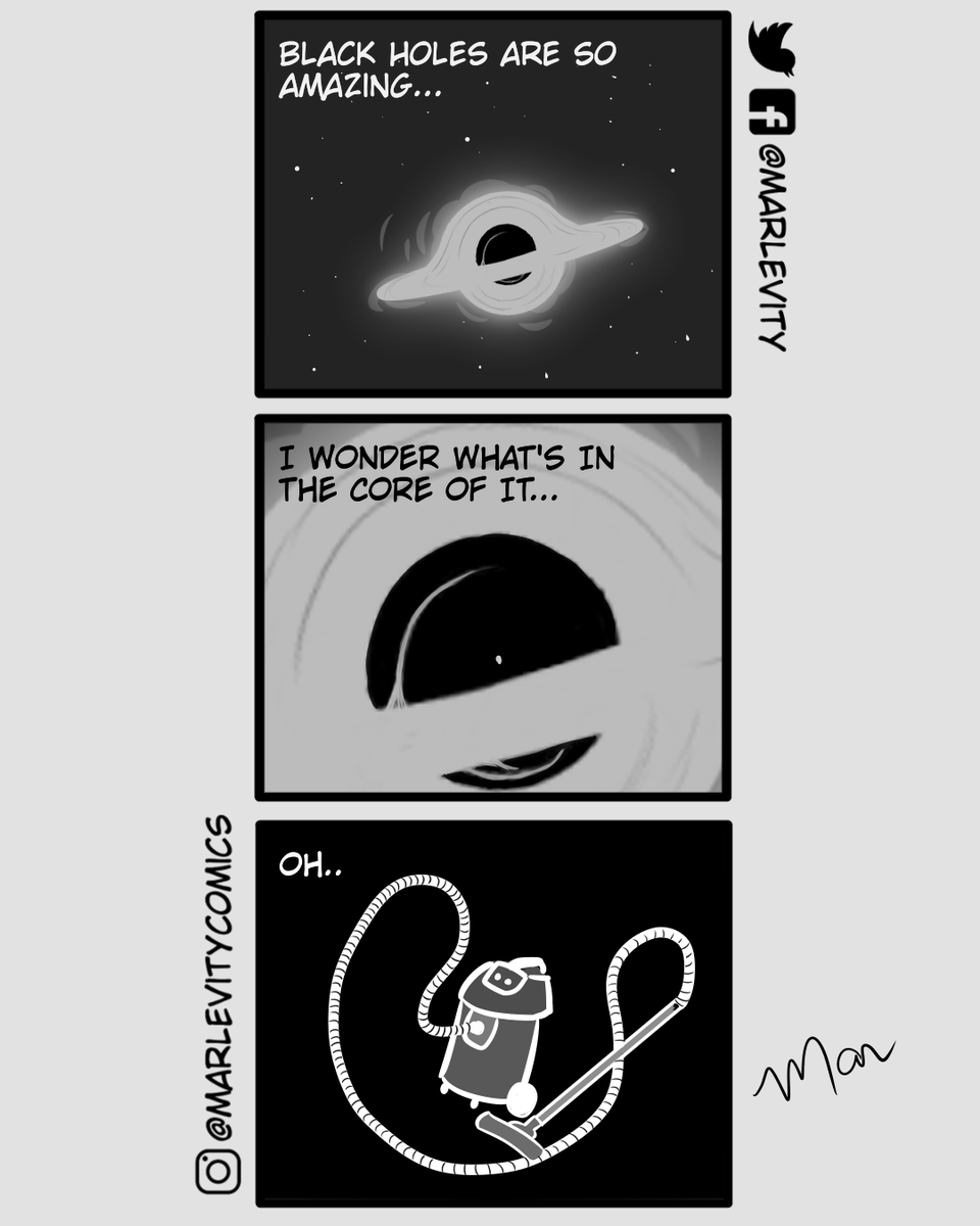 marlevity's tweet photo. What!? That's nonsense! You don't need wheels in space!

#blackhole #space #vacuumcleaner #vacuum #dust #dustofstars #stardust #exploration #buraconegro #espaço #aspirador #pó #comic #comics #webcomic #webcomics #tirinhas #tiras #humor #funny #sliceoflife #comicstyle #funnycomics https://t.co/MZCIlgv1Eu
