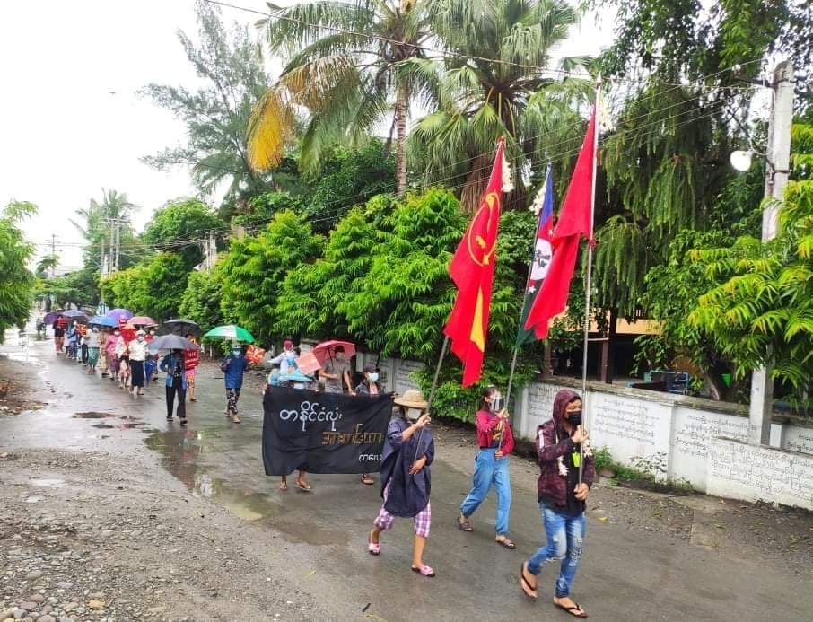 Despite Covid-19,Residents in #Kalay,#Sagaing marched to against Military Dictatorship today. 
#SACWantsCovidUncontrollable
#WhatsHappeningInMyanmar
#July12Coup