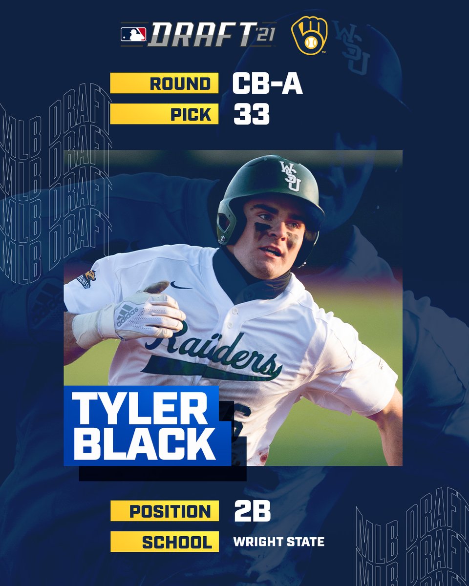 With the 33rd selection of the 2021 #MLBDraft, the Brewers select 2B Tyler Black from <a href="/wrightstate/">Wright State University (Dayton, OH)</a>.