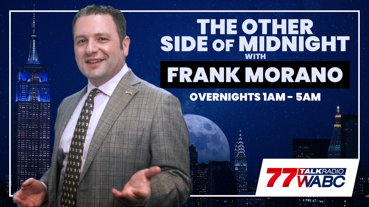 77WABCradio's tweet photo. Join @frankmorano The Other Side of Midnight.
He's the talk renaissance man that brings new perspectives on topics #UFO #NYC #nycmayoralrace #democracy #BackTheBlue #statenisland #Queens #RankedVoting & #pizza!
LIsten Live 1AM https://t.co/2KbtK7Hlop iOS & Android 77 WABC App https://t.co/xP6GqaoIUG