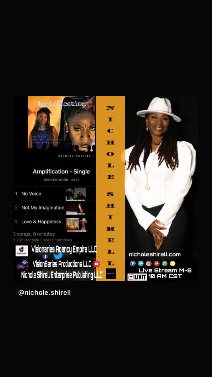 VisionariesL's tweet photo. https://t.co/Ns6T54V6a8  #author #poet #recordingspokenwordsartist #amplification @NicholeShirell #visionariesagencyempire #agencyowner #livestreaming #new #productioncompany #publisher #nicholeshirellenterprises #freedomofvoice #visionpurposepassion #vision #blessed
#share https://t.co/2VTLDrSMvn