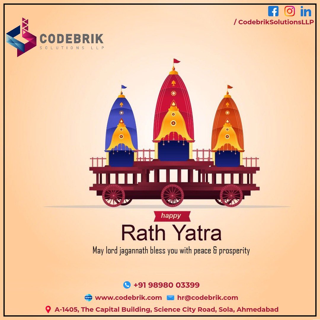 codebrik's tweet image. May Lord Jagannath bless you in abundance and shower you with the virtue of truth. Happy Rath Yatra to all.