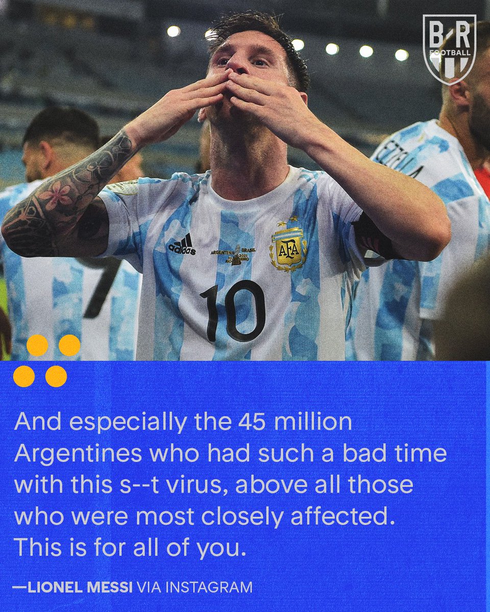 brfootball's tweet photo. Leo Messi dedicates the Copa America to his family, Argentina, and Maradona 💙🤍 https://t.co/RvzZAEwy3h