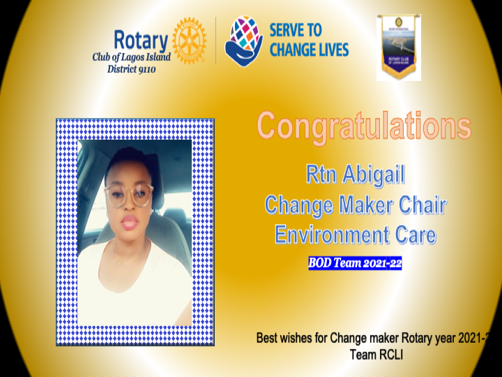 Rotary_RCLI's tweet photo. Congratts Rtn Abigail our dedicated change Maker Chair Environment Care https://t.co/OTBJDTdLfE