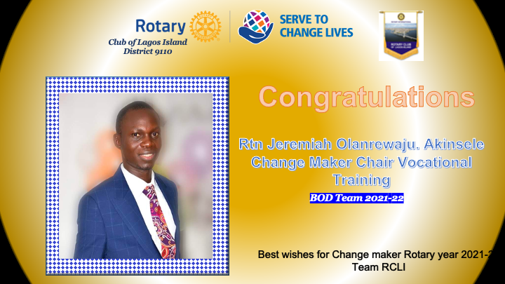 Rotary_RCLI's tweet photo. Congratts Rtn Akin Jeremiah our dedicated change Maker Chair Vocational Trainings https://t.co/JWB2reLOEk