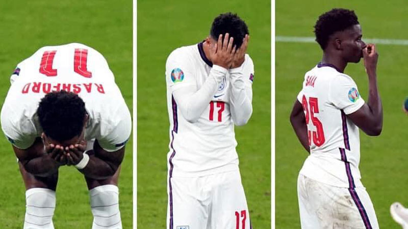 CheikabaH's tweet photo. #SayNoToRacism Its really disgusting to see #englandfans trolling and abusing these three stars for loss aginst #Italy in #EURO2020. The so called white domination mentality never change. #racism is in the blood of white? i stnd vt  #Saka #Rashford and #Sancho. #Euros2021 https://t.co/uC0k4pGkb2