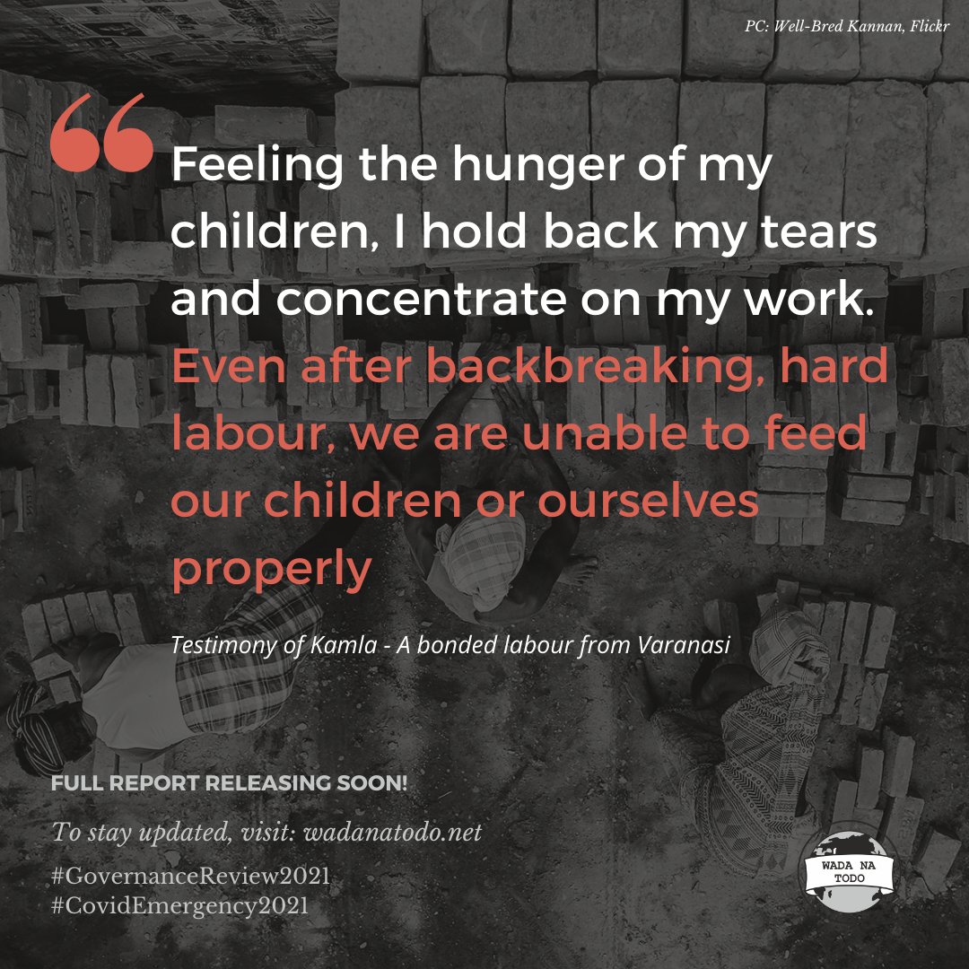 wadanatodo's tweet photo. #Covidimpact on Bonded Labour 

Citizen's Report on year two of the NDA II Government 2020-2021 

@fia_india 

Full Report Releasing Soon!
Stay updated: https://t.co/dvgeByMvqb

#GovernanceReview2021 #CovidEmergency2021 https://t.co/jbbuACnVAr