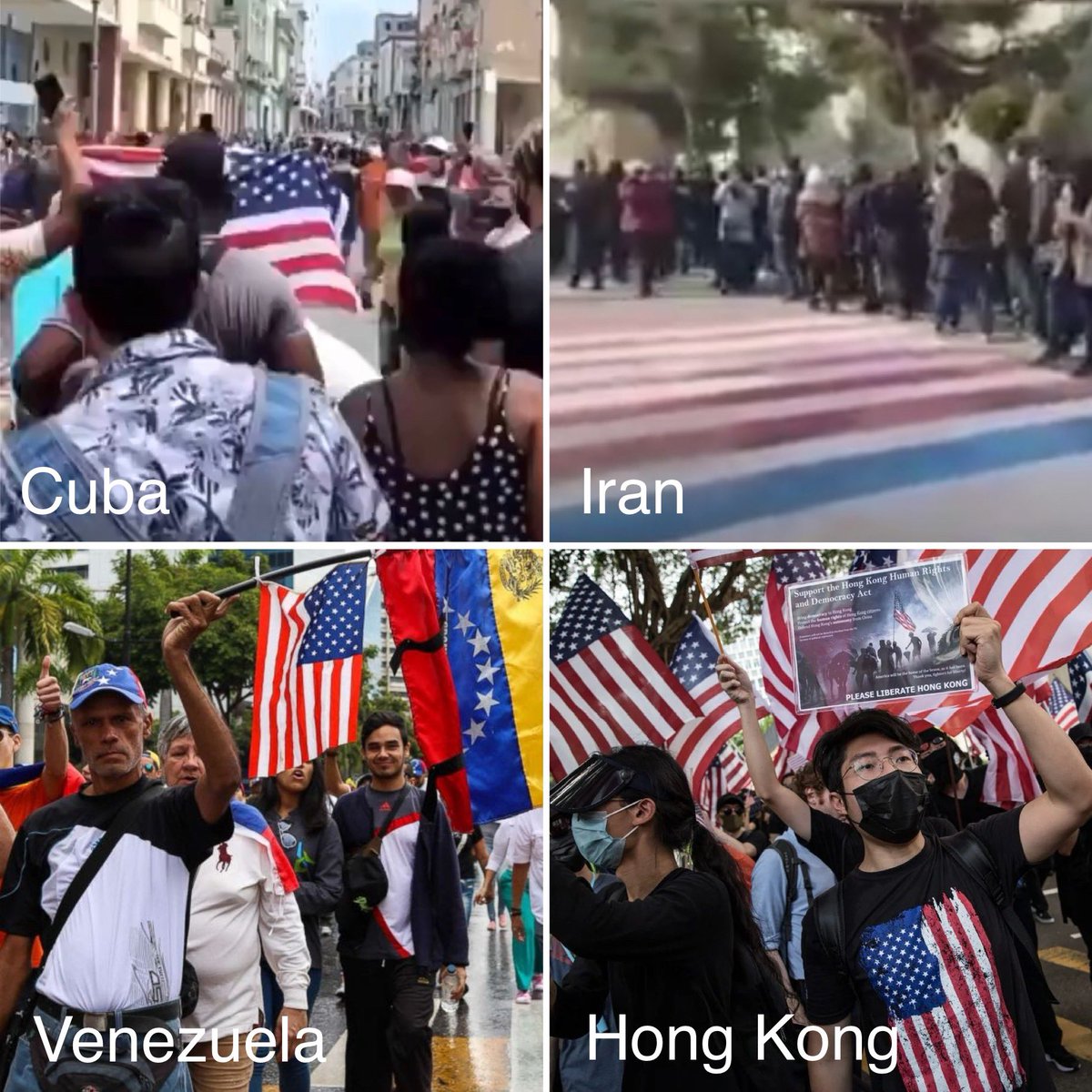 MessageFromLen's tweet image. When oppressed people around the world express their desire for a better life, note the symbol they pick.